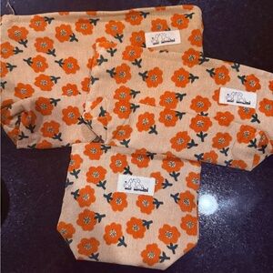Floral Travel Makeup/Toiletry bag set of 3